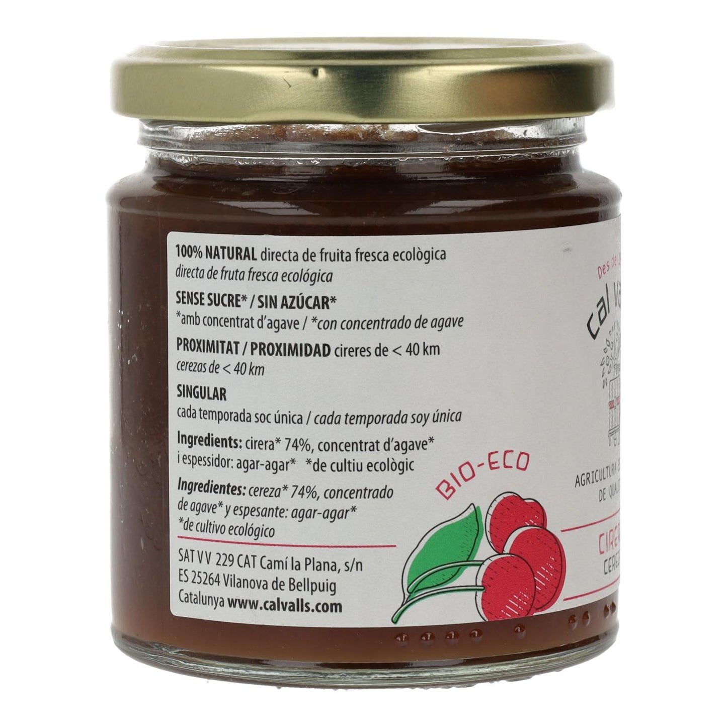 Geleia de cereja biológica Cal Valls, 240 g