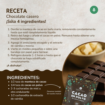 Manteiga de cacau pura em pedaços ECO Planeta Huerto 250 g