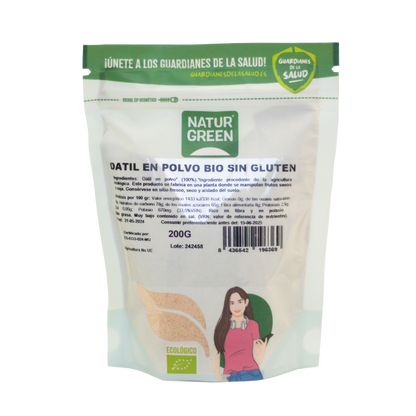 Pó de tâmaras biológico sem glúten NaturGreen 200g