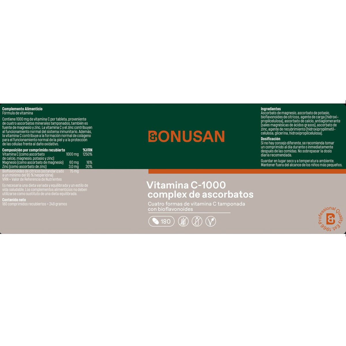 Complexo de ascorbato de vitamina C-1000 Bonusan 180 comprimidos
