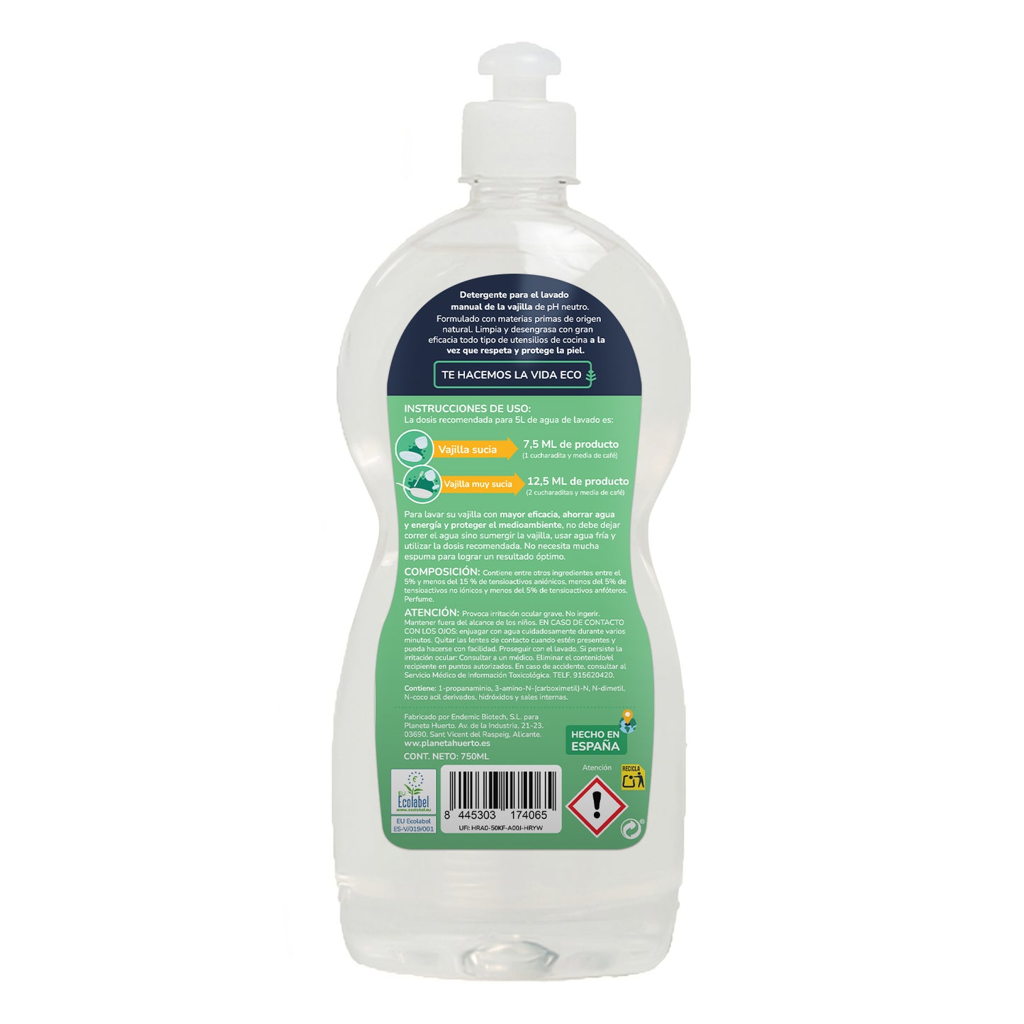 Chá Verde Planeta Huerto ECO Máquina de Lavar Louça Manual 750ml