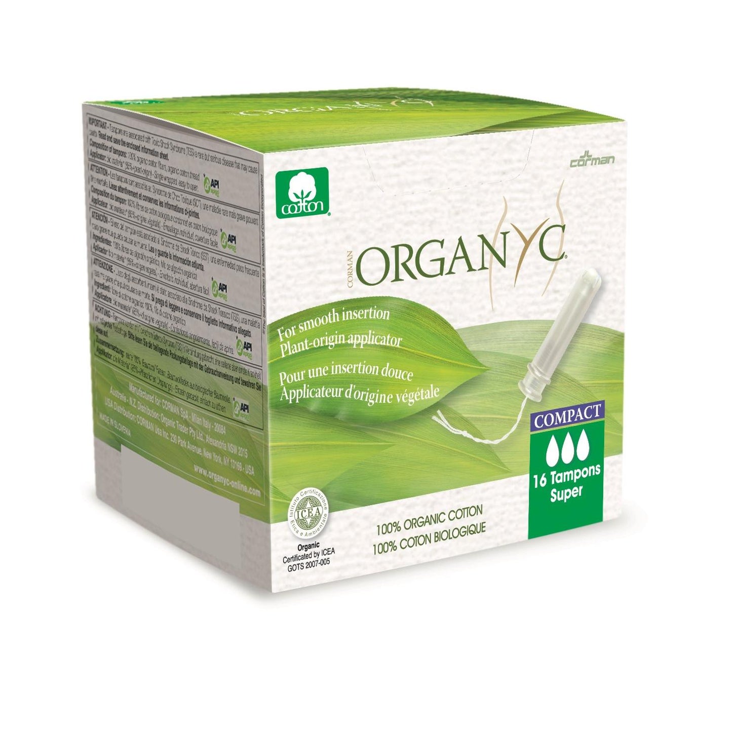 Tampões Aplicadores Organyc Super Compactos 16 Unidades