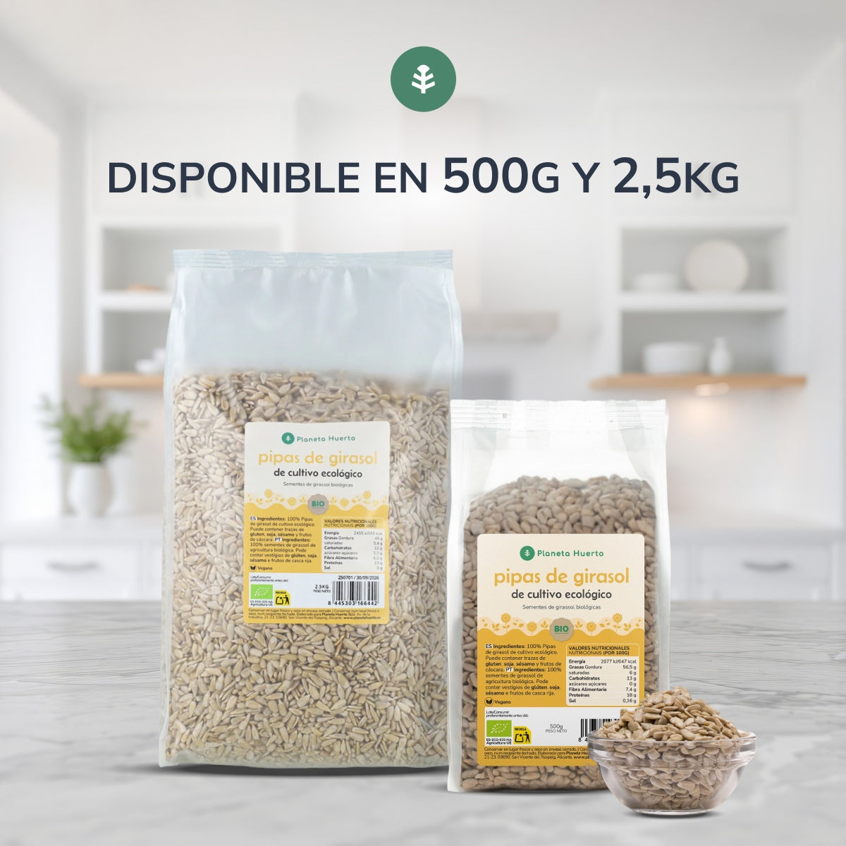 Sementes de Girassol Descascadas ECO Planeta Huerto 500 g