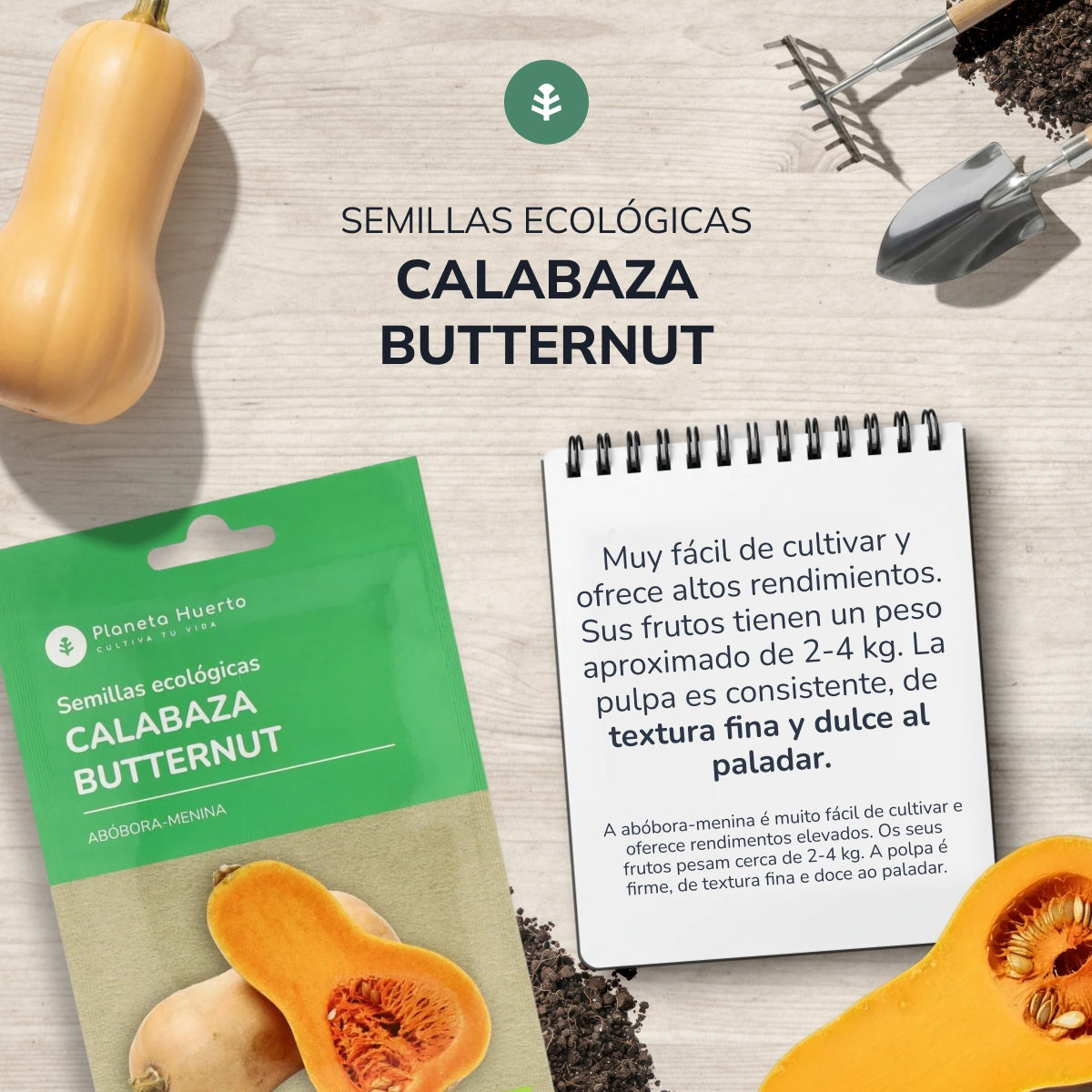Sementes de abóbora-manteiga biológicas Planeta Huerto