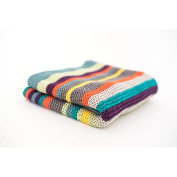 CoZee Cobertor de malha 100% algodão para bebé Tutti Bambini riscas multicoloridas