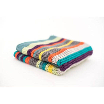 CoZee Cobertor de malha 100% algodão para bebé Tutti Bambini riscas multicoloridas