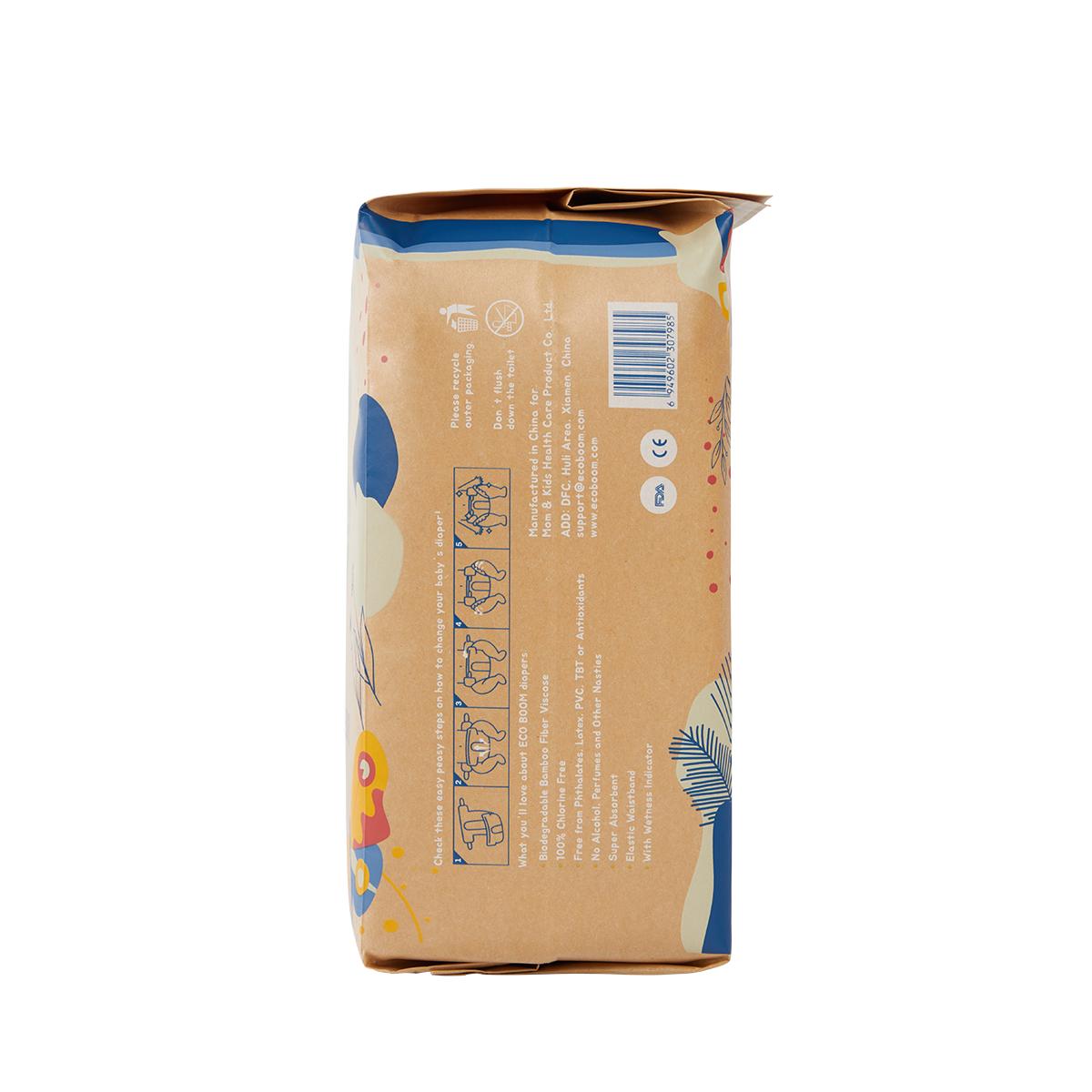 ECOBOOM - Fralda de Bambu Eco Boom. 70% biodegradável, hipoalergénica (tamanho 5/XL, 12-17 kg, embalagem de 8 fraldas, total de 224 fraldas)