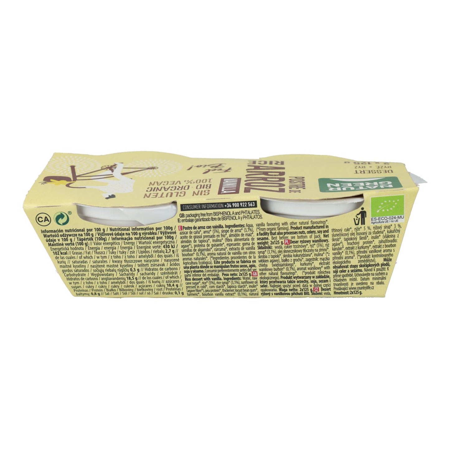 Sobremesa de arroz com baunilha NaturGreen, 2 x 125 g