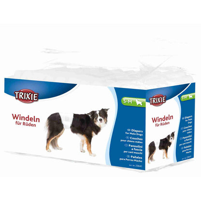Fraldas Trixie 12 para cães machos SM 30-46 cm