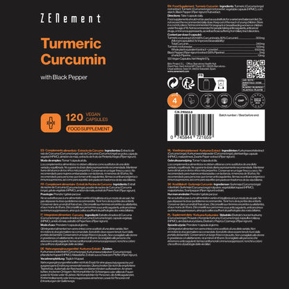 Extrato de curcuma, com pimenta preta, Zenement 120 comprimidos