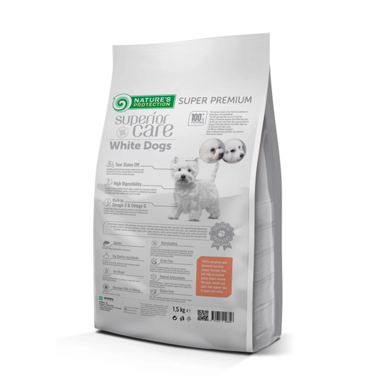 Nature's Protection White Dog Food sem cereais Salmão adulto 1,5 kg