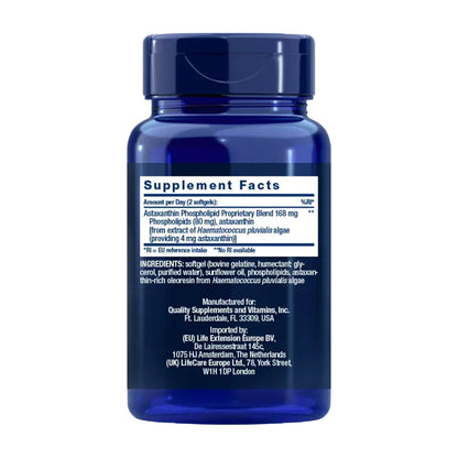 Astaxantina com Fosfolipídios 4 mg, Life Extension 30 esferas