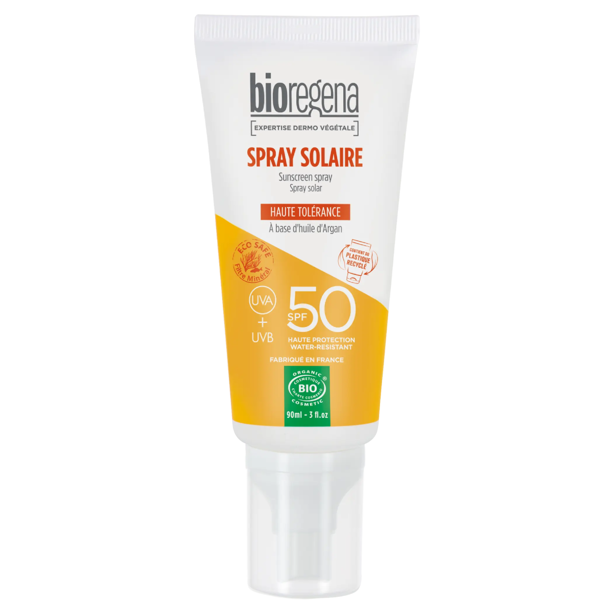 Protetor Solar em Spray Hipoalergénico FPS 50 da Bioregena para Adultos, 90 ml
