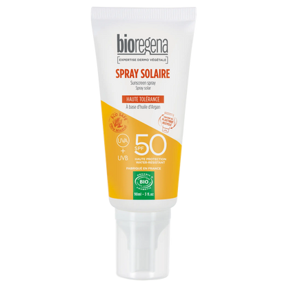 Protetor Solar em Spray Hipoalergénico FPS 50 da Bioregena para Adultos, 90 ml