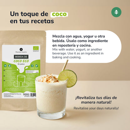 Bebida de coco em pó ECO Planeta Huerto 200 gr