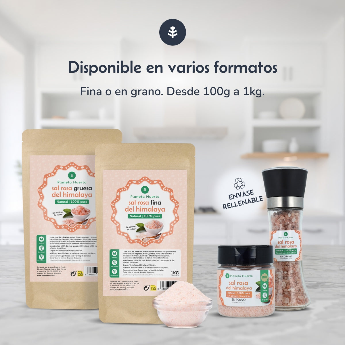 Moinho de sal rosa ECO Planeta Huerto 200g