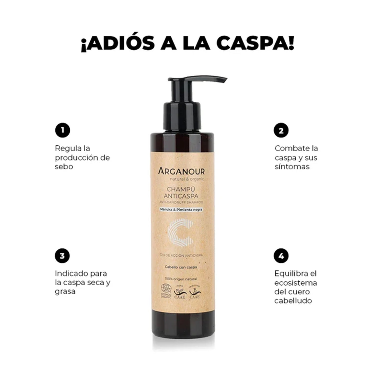 Champô anticaspa sem sulfatos Arganour 200 ml