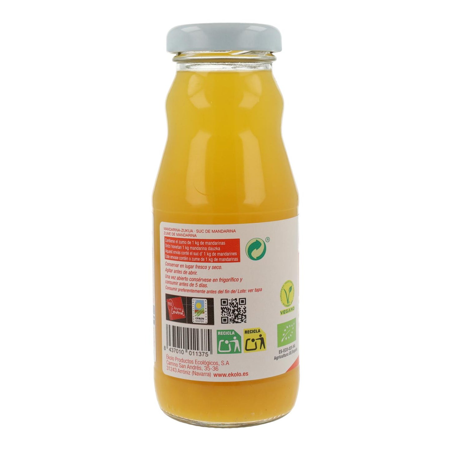 Ékolo 100% sumo de tangerina biológico espremido na hora 200 ml