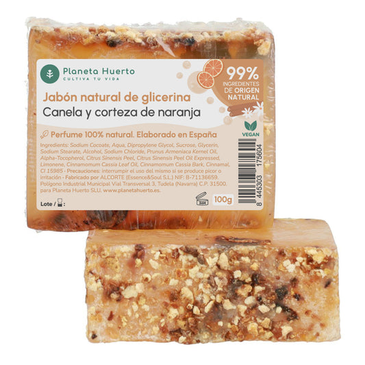 Sabonete natural de glicerina Planeta Huerto com canela e casca de laranja 100 g