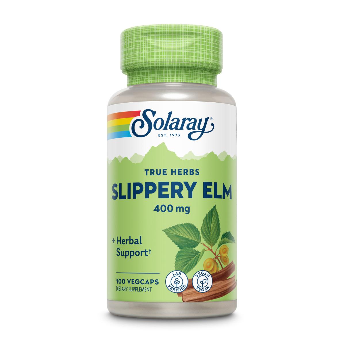 Casca de Olmo Escorregadio Olmo 400mg Solaray 100 cápsulas