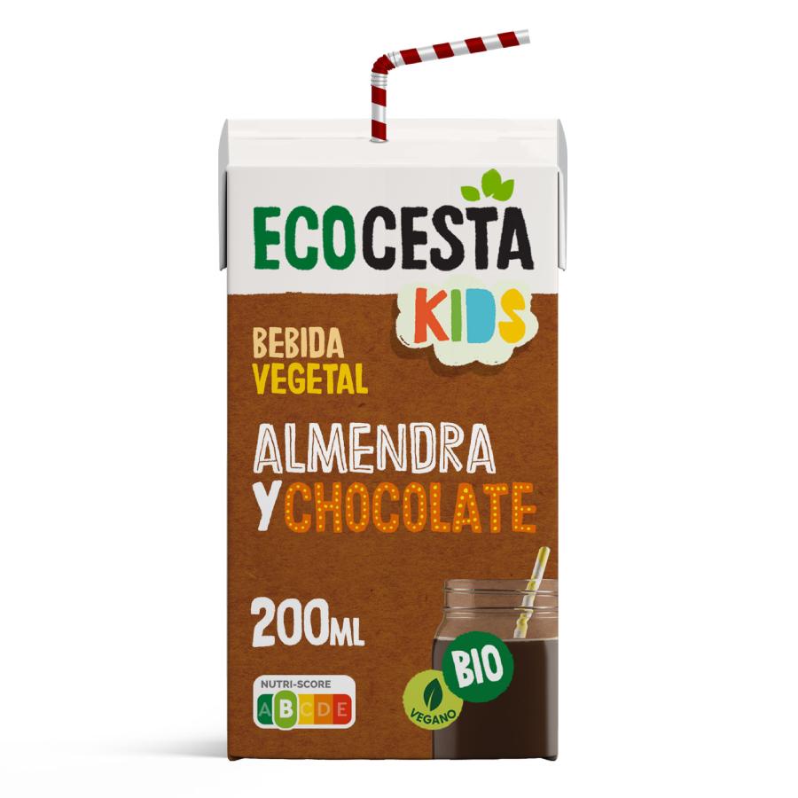 Embalagem de 24 bebidas vegetais biológicas Ecocesta Mini Amêndoa e Chocolate, 200 ml