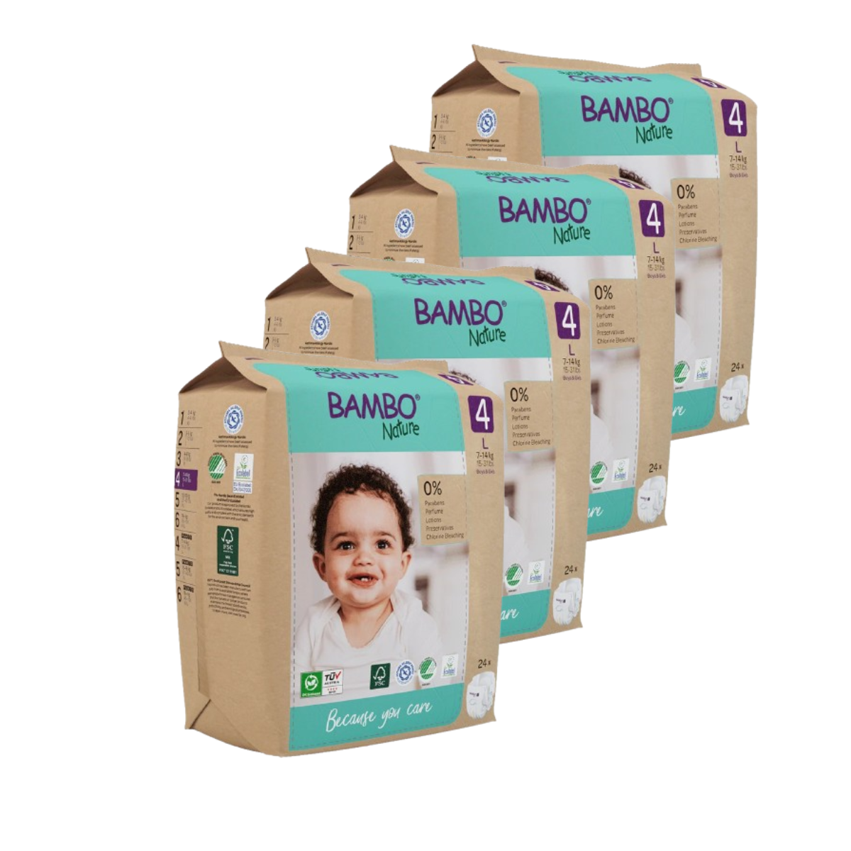 Fraldas Bambo Nature pack económico T4 (7-14kg) 96 unidades