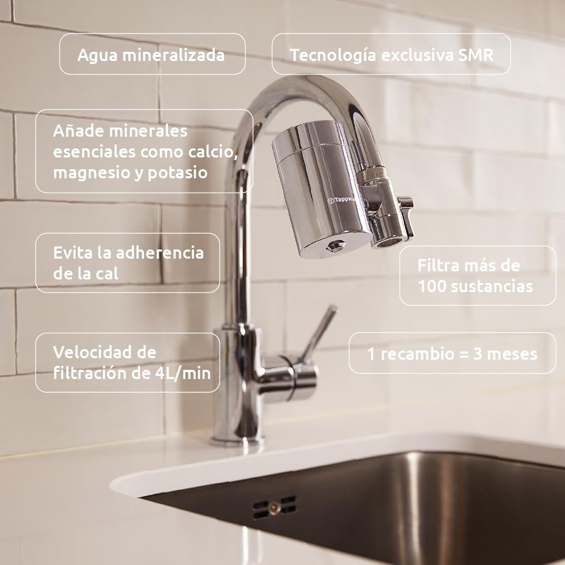 Filtro para torneira EcoPro Chrome SMR Tapwater, pacote anual