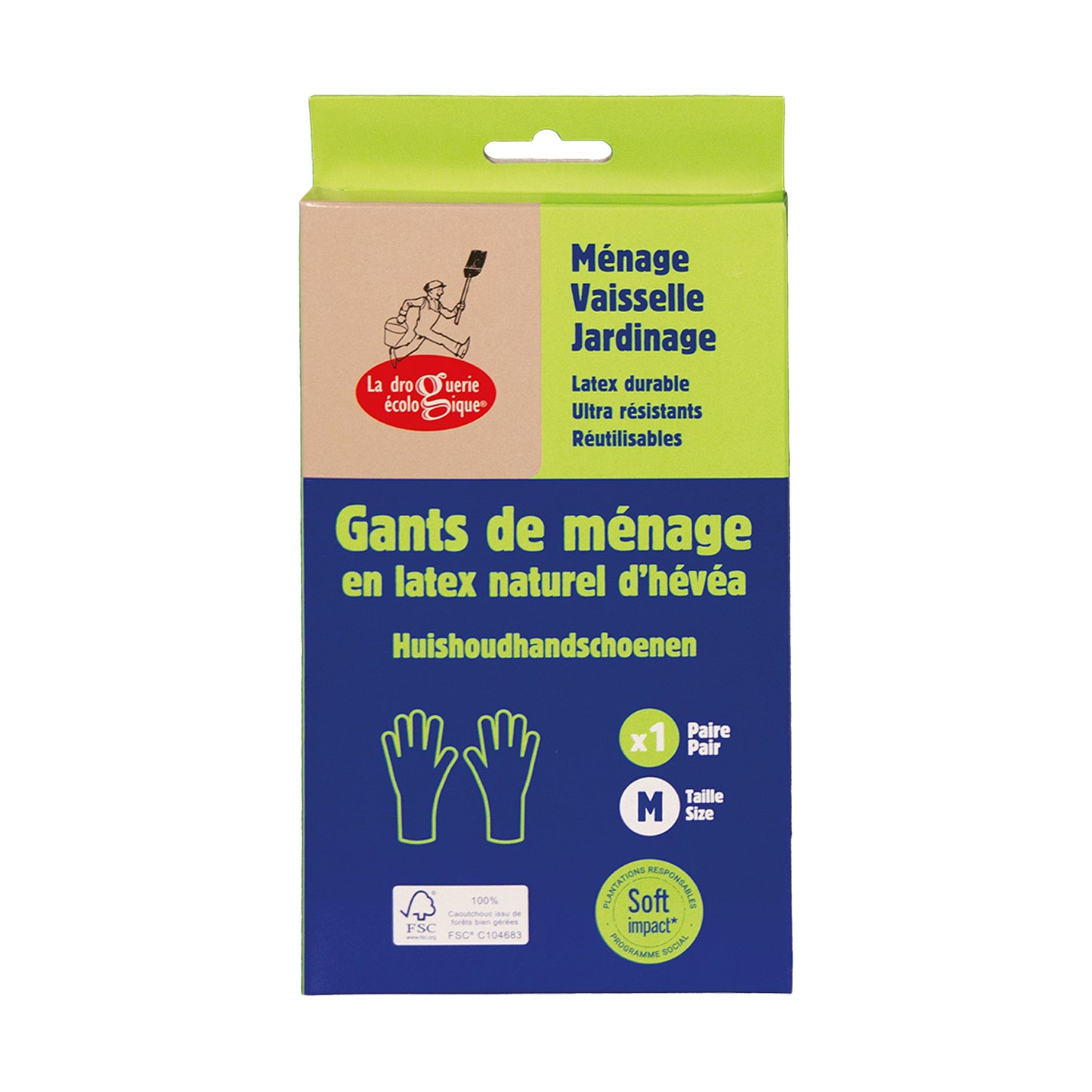 Luvas de látex FSC La Droguerie Écologique tamanho M