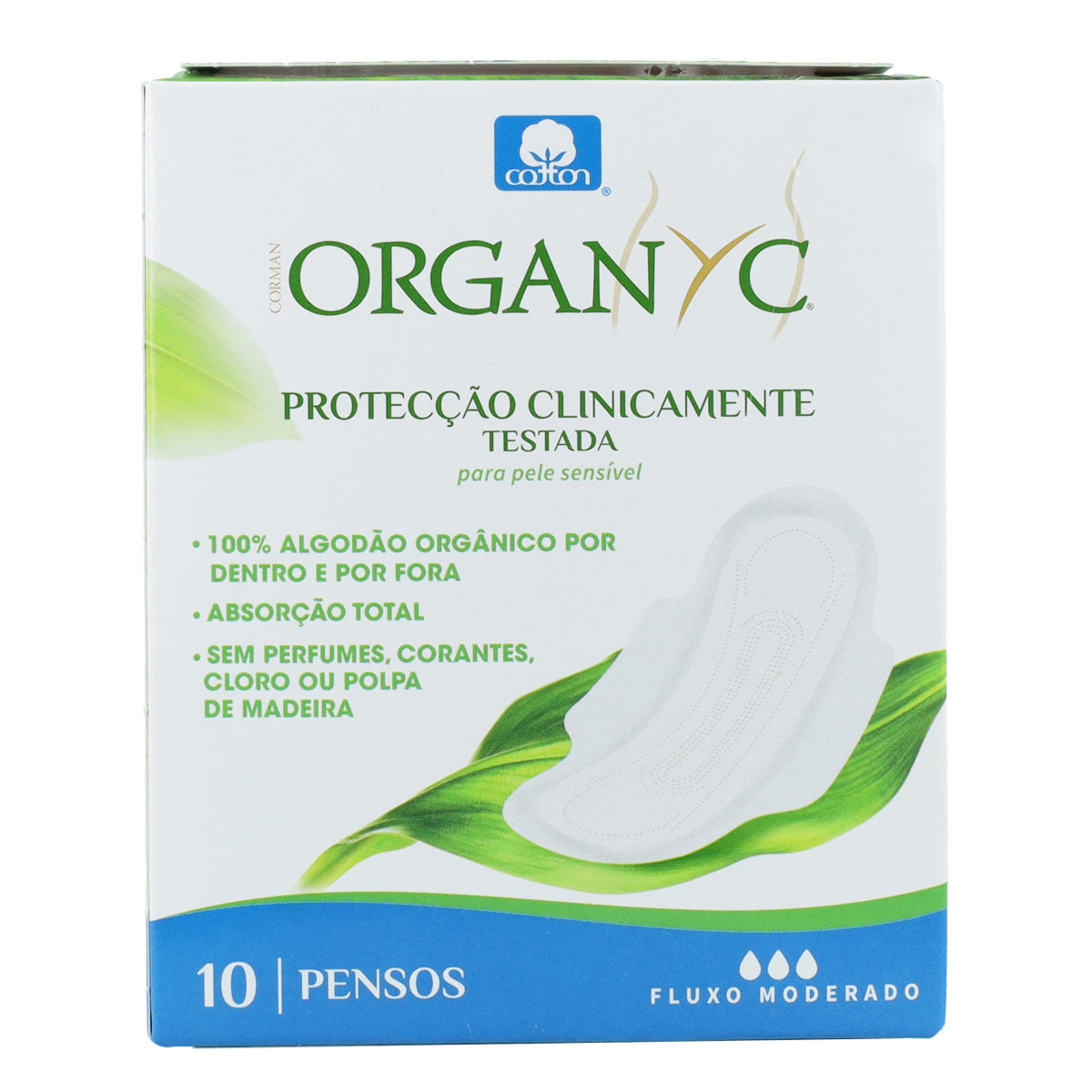 Pensos Diários Organyc com Abas em Saquetas Individuais, 10 Unidades