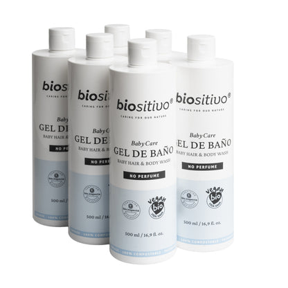 Pack de 6 sabonetes e champôs Biositive Baby, 500ml