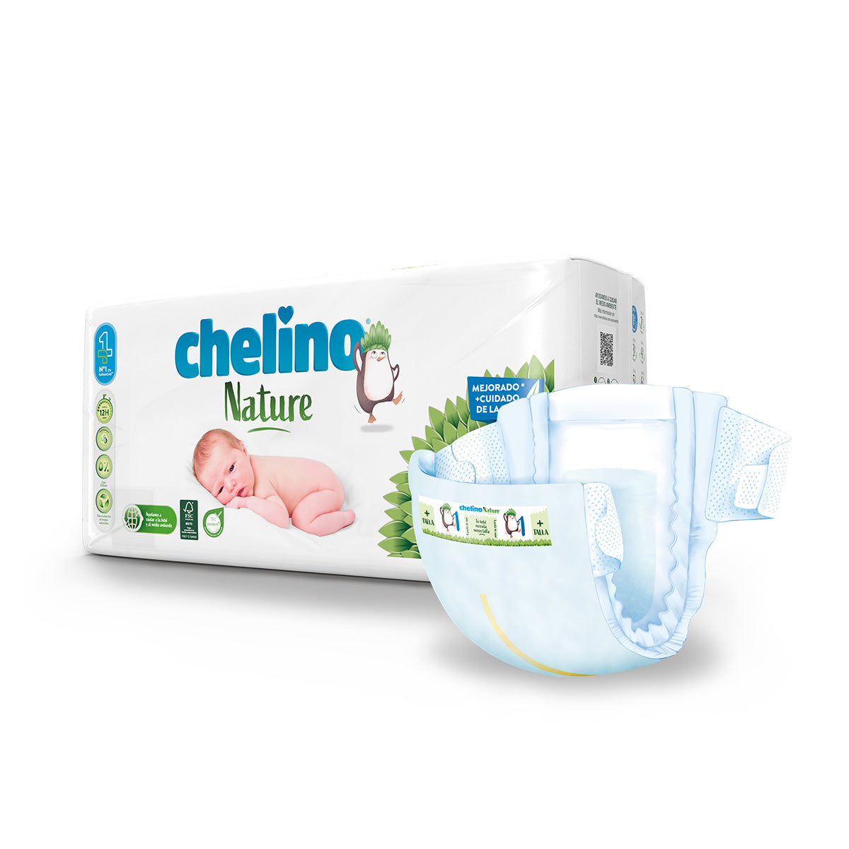 Pack poupança Fraldas T1 1-3 kg Chelino Nature 112 Unidades