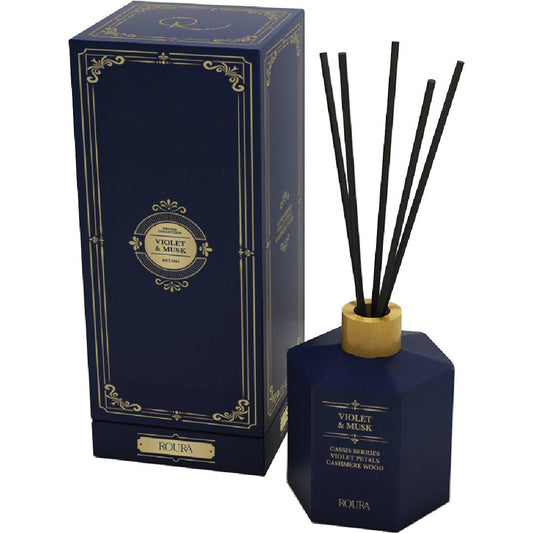 Aromatizador de ambiente Mikado Roura Violeta e Almíscar 100 ml Groselha preta, violeta e madeira de caxemira