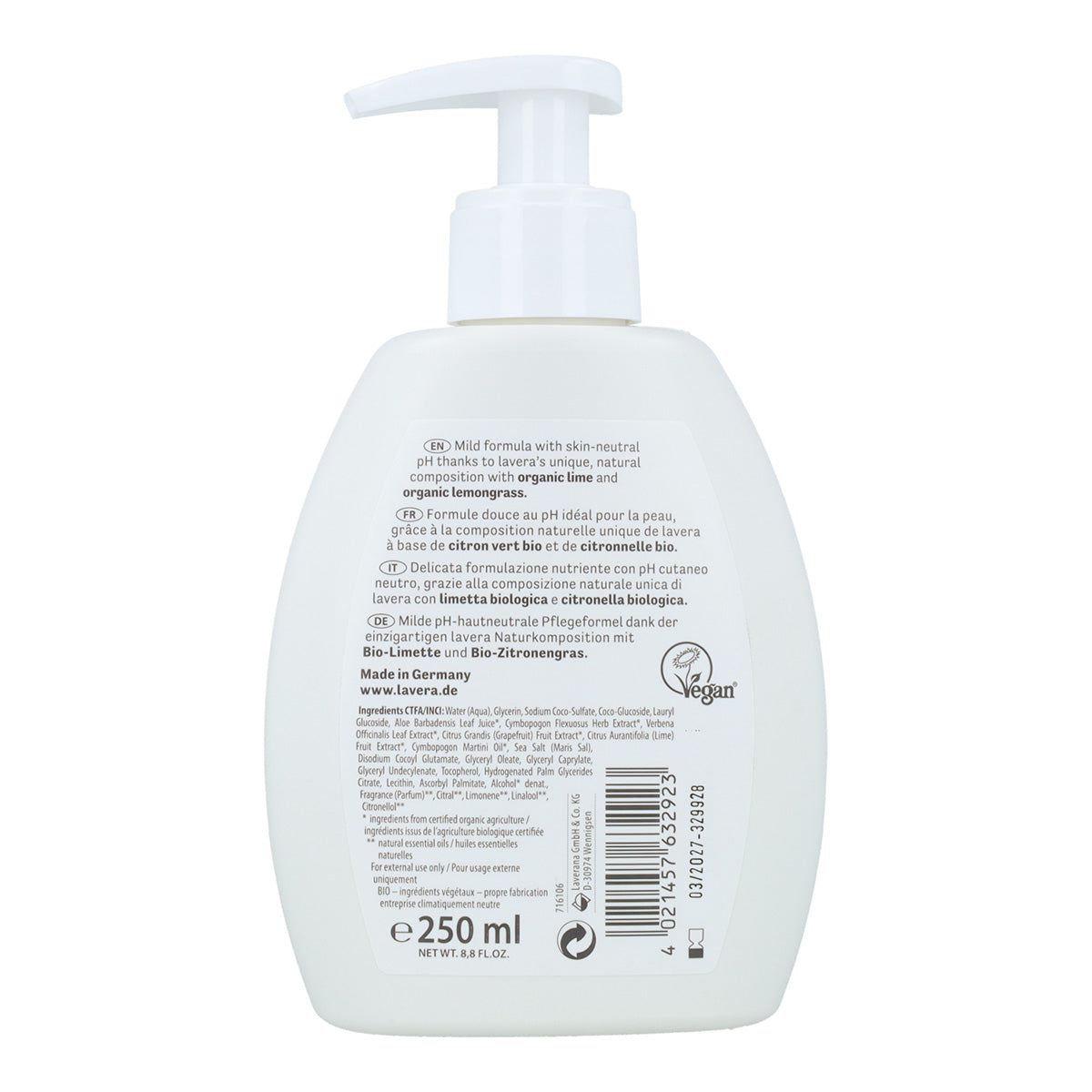 Recarga de sabonete líquido Lavera Fresh Lime 250 ml