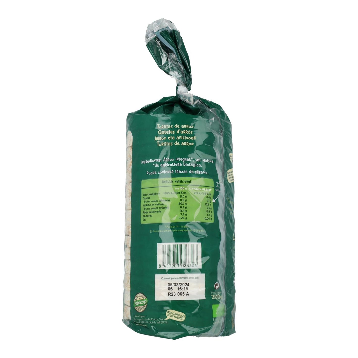 Embalagem com 2 Bolinhos de Arroz Biocop Classic 200 g
