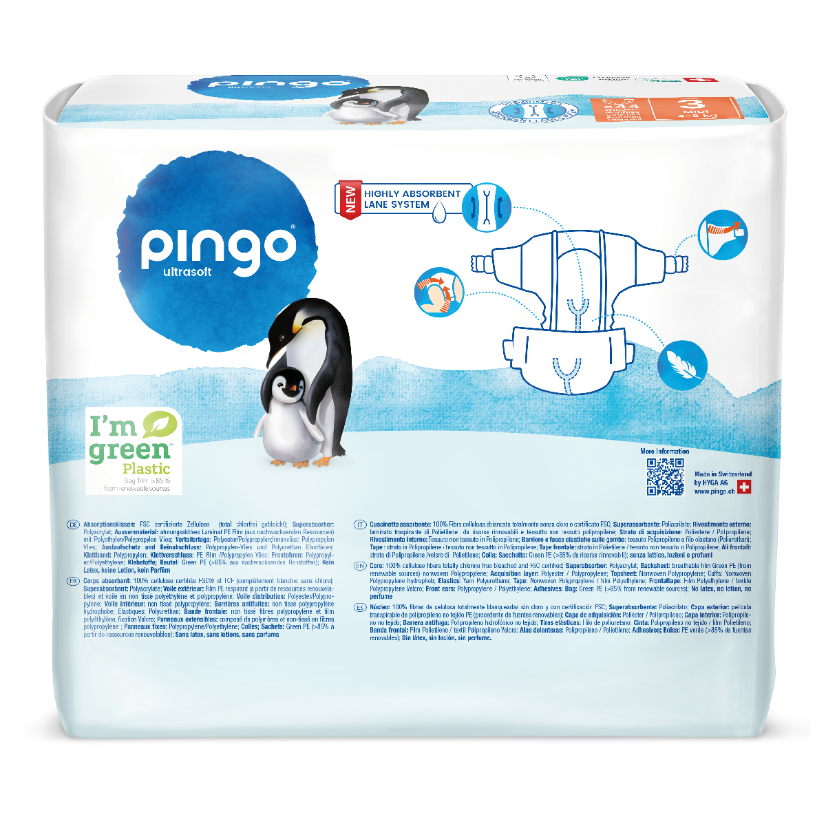 Fraldas T3 (4-9kg) Pingo 44 Unidades