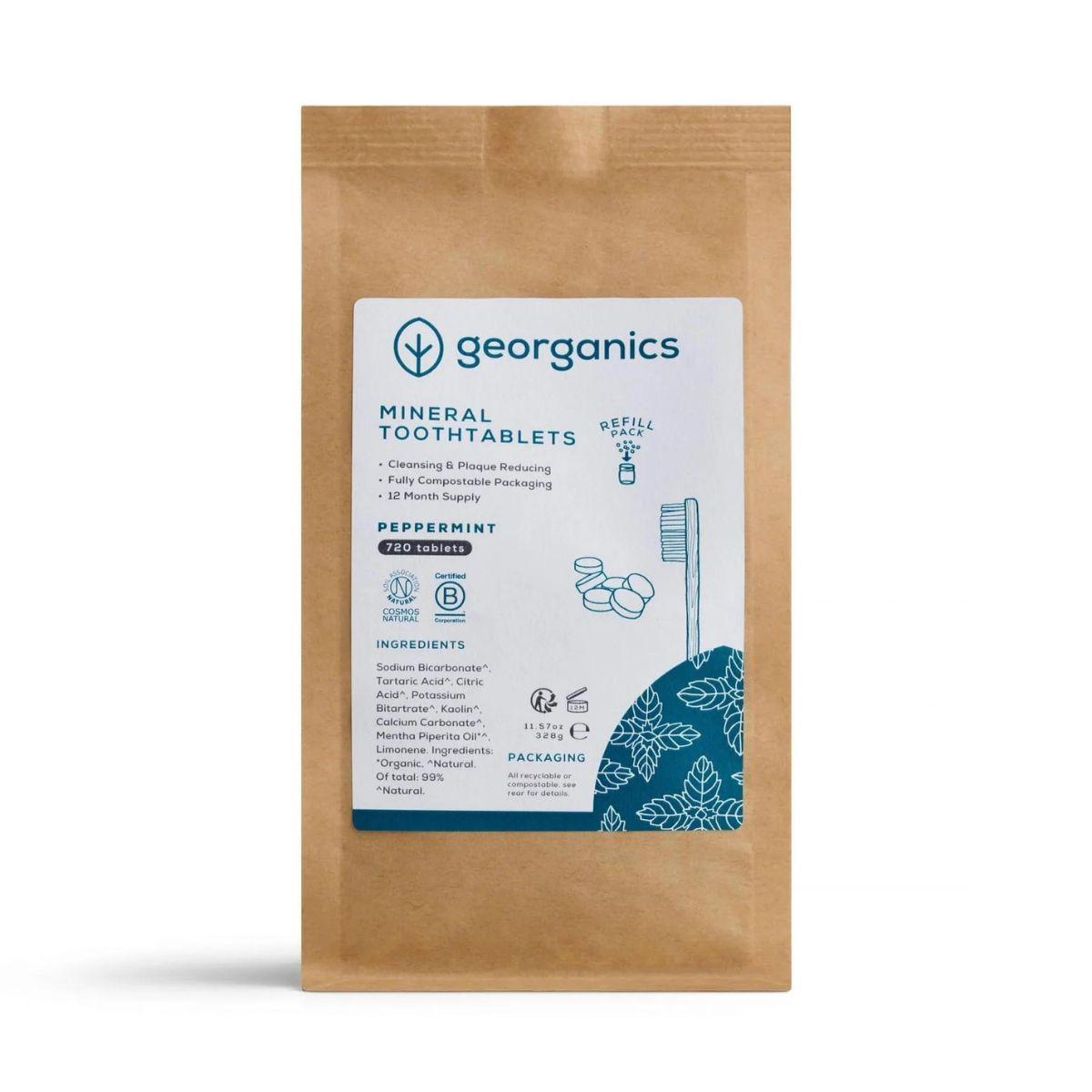 Recargas de pasta de dentes de menta Georganics, 720 unidades