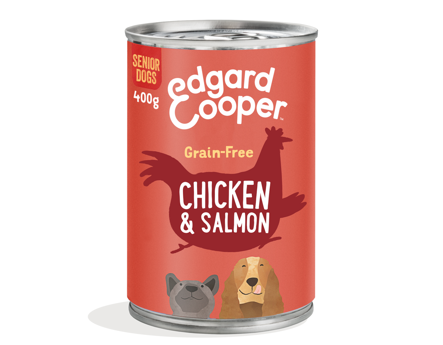 Lata de comida para perros senior con pollo y salmón sin cereales | Edgard & Cooper 400 g