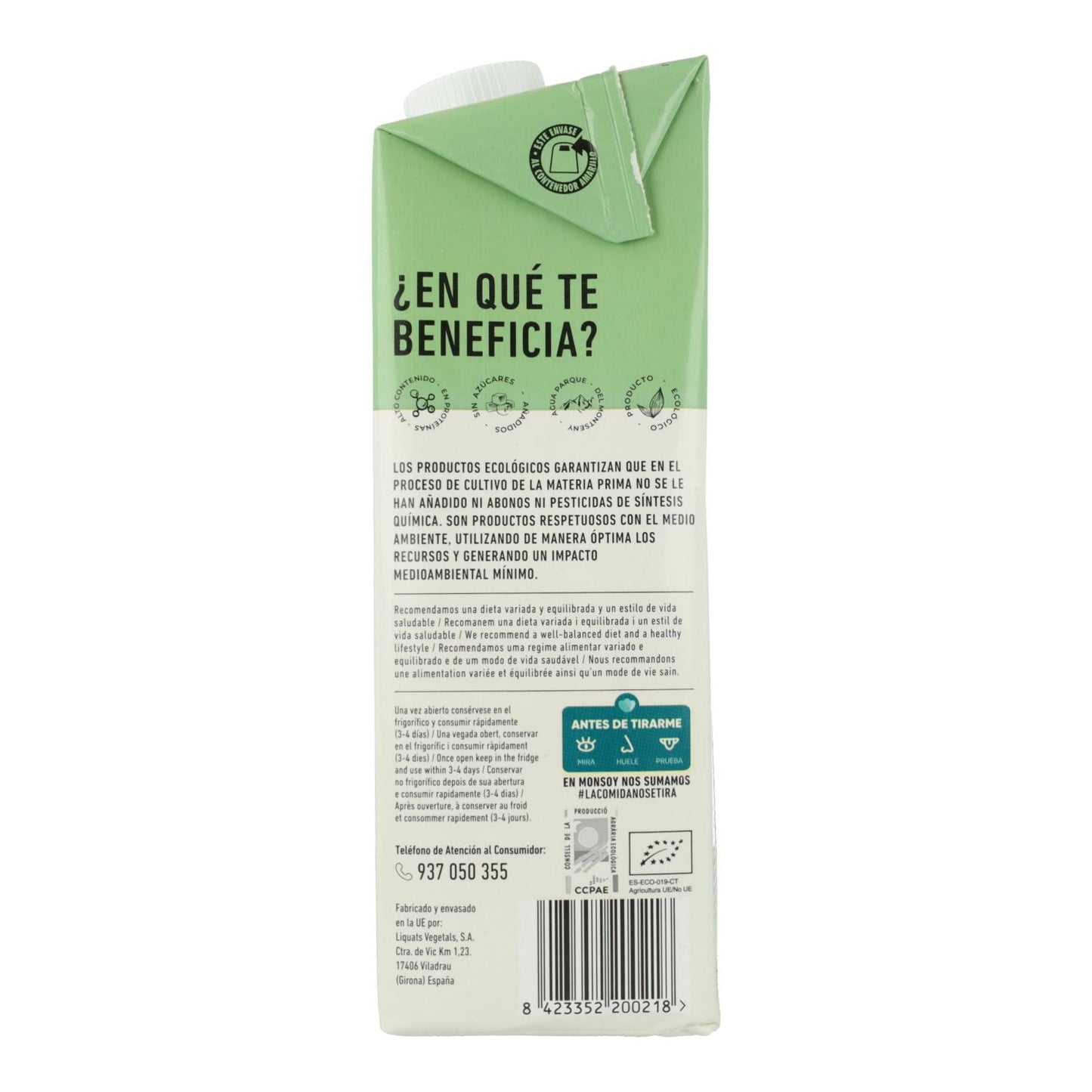 Bebida de soja biológica Monsoy 1L