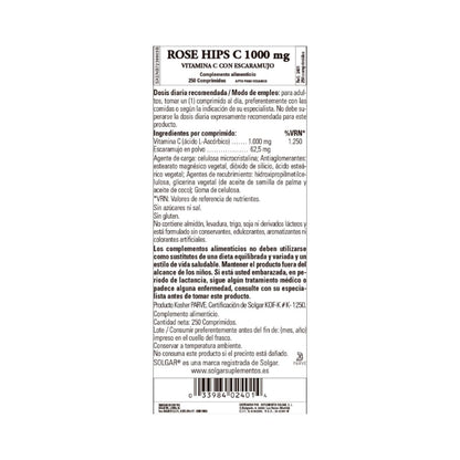 Vitamina C de Rosa Mosqueta, 250 comprimidos de 1000 mg