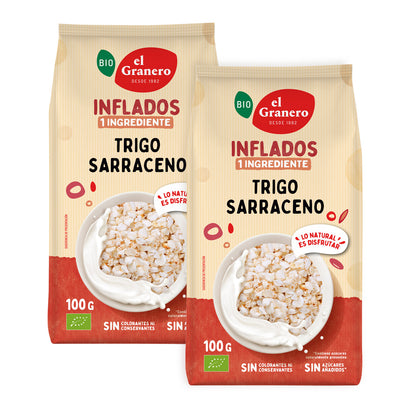 Embalagem de 2 unidades de trigo sarraceno biológico tufado da El Granero, 100g