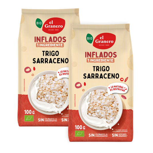 Embalagem de 2 unidades de trigo sarraceno biológico tufado da El Granero, 100g