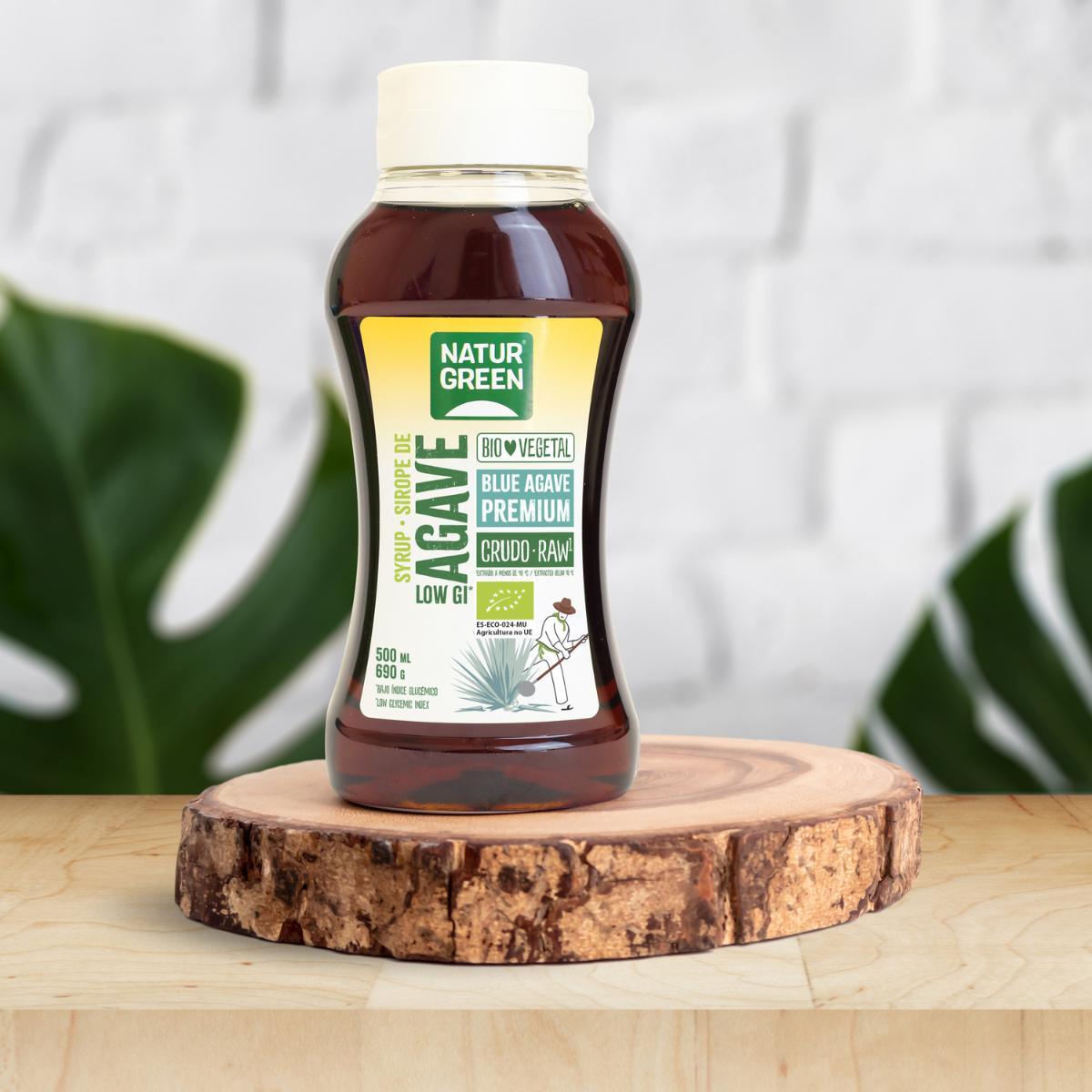 Embalagem de 2 xaropes de agave cru Naturgreen, 2 unidades de 500 ml