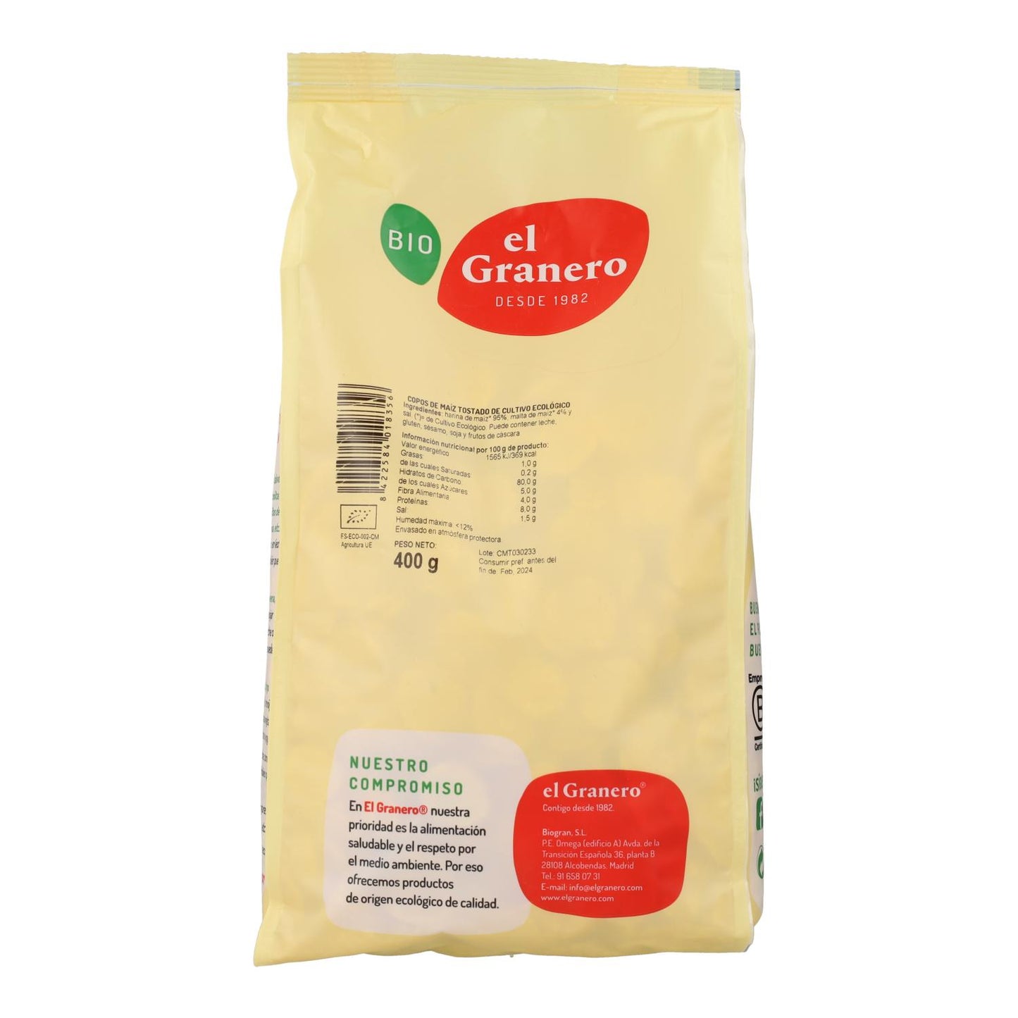 Flocos de milho torrados biológicos El Granero 400 gr