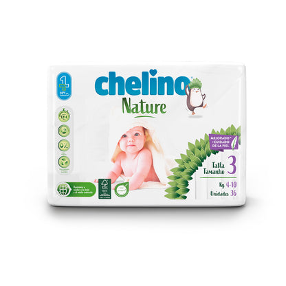 Pack poupança Fraldas T3 4-10 kg Chelino Nature 144 unid.