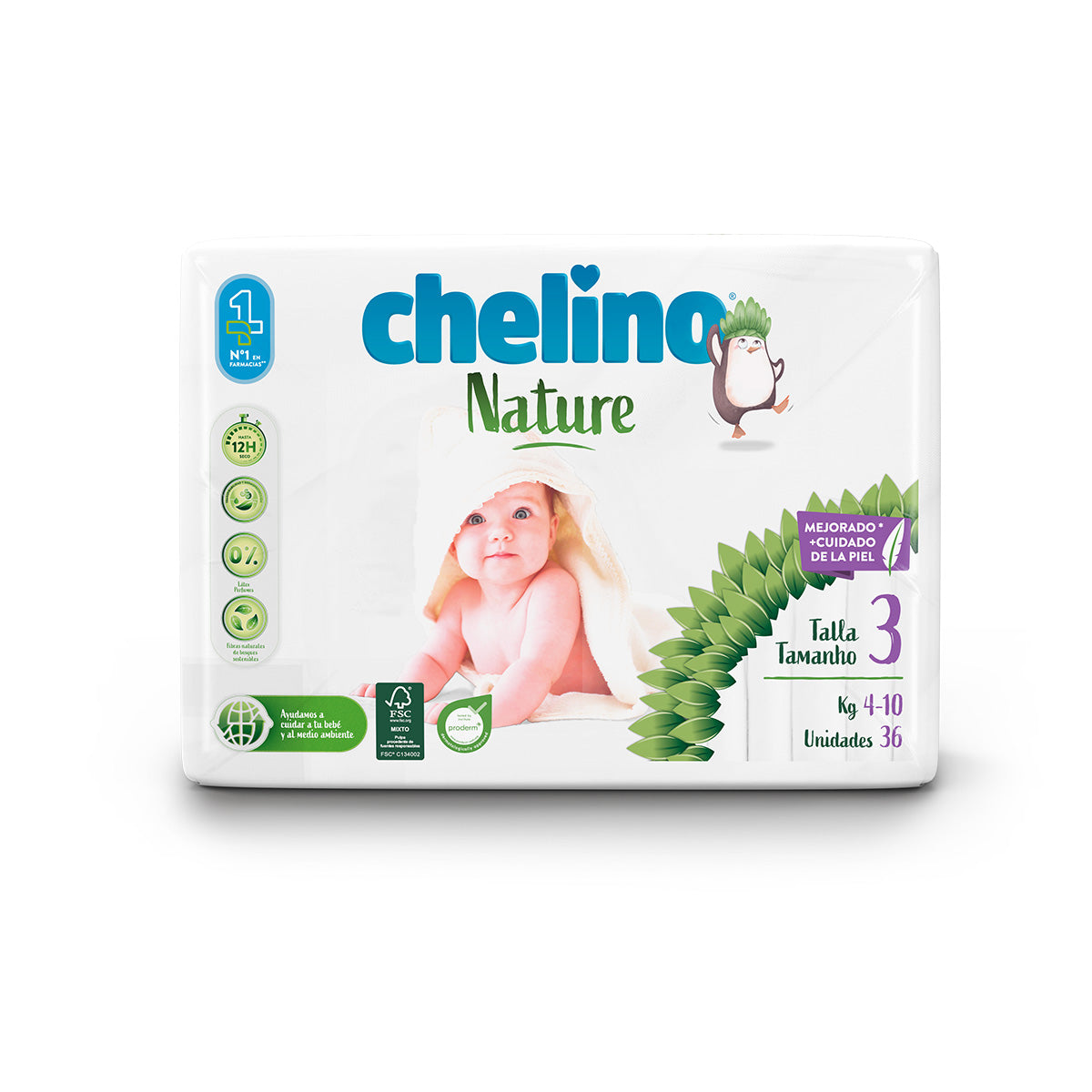 Fraldas T3 4-10 kg Chelino Nature 36 unidades