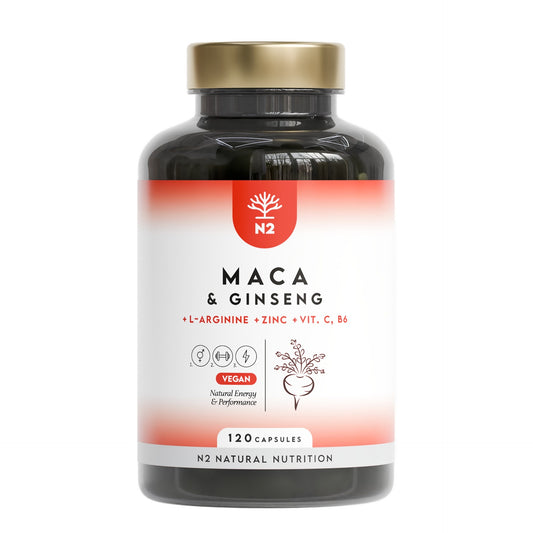 Maca + Ginseng 60 días Vitalidad N2 Natural Nutrition 120 cápsulas