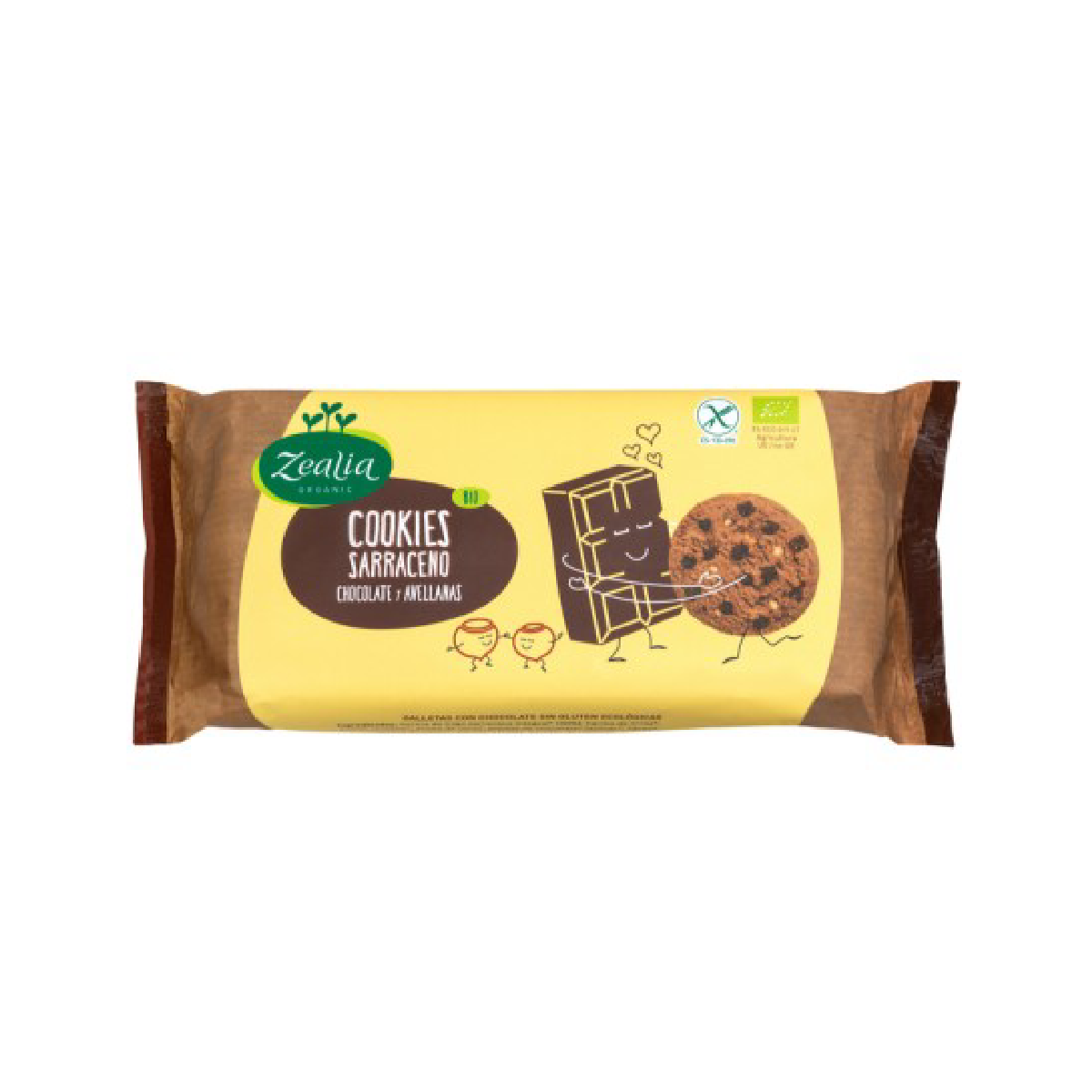 Bolachas de chocolate e avelã de trigo sarraceno biológico Zealia 130 g