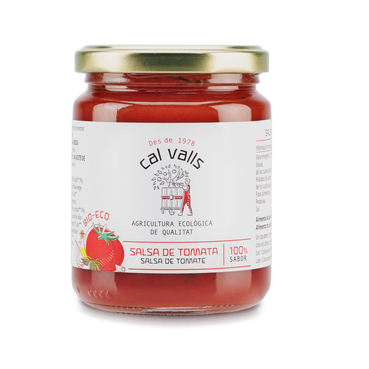 Molho de tomate biológico Cal Valls com manjericão 350 g