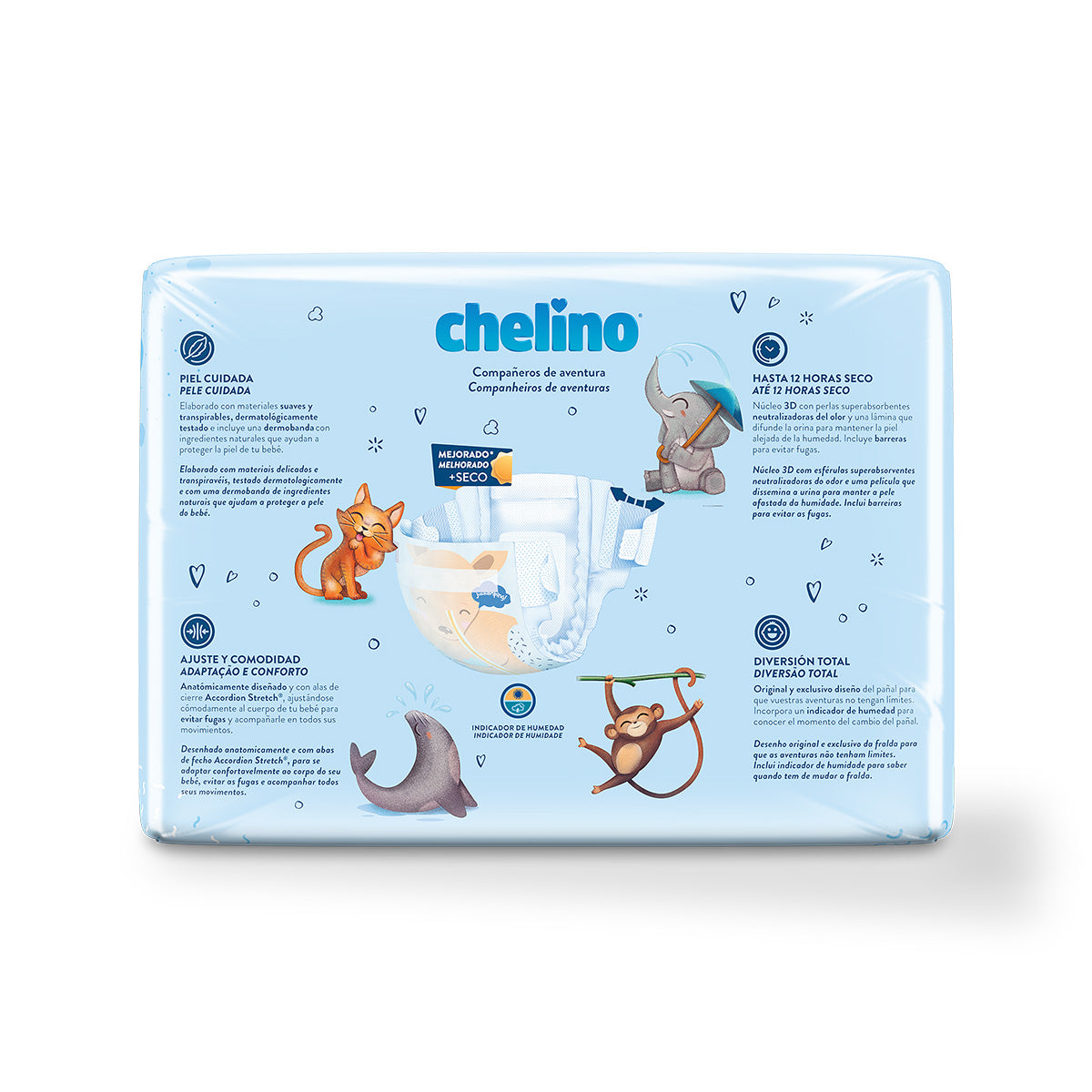 Embalagem de 6 fraldas T3 para deitar (4-10 kg) 36 unidades, Chelino