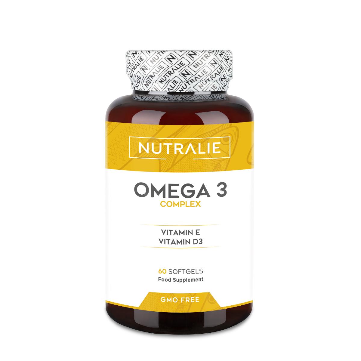 Complexo Ómega 3 2000mg + Vit E e D3 DHA EPA Nutralie 60 Cápsulas Softgel